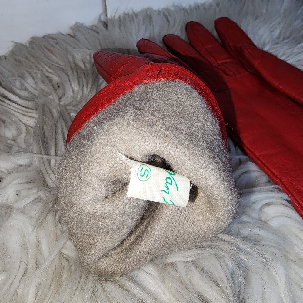 Van Raalte Vintage Red Textured Leather  Gloves S - Picture 4 of 9